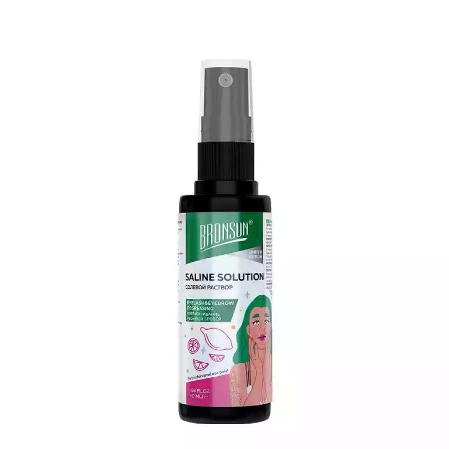 Раствор солевой для обезжиривания ресниц и бровей BRONSUN, 50 ml