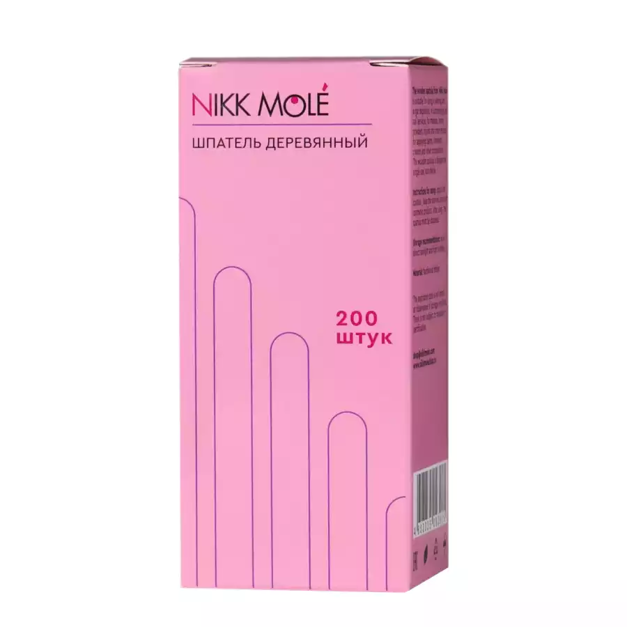 Шпатель деревянный (острый) Nikk Mole, 200 шт