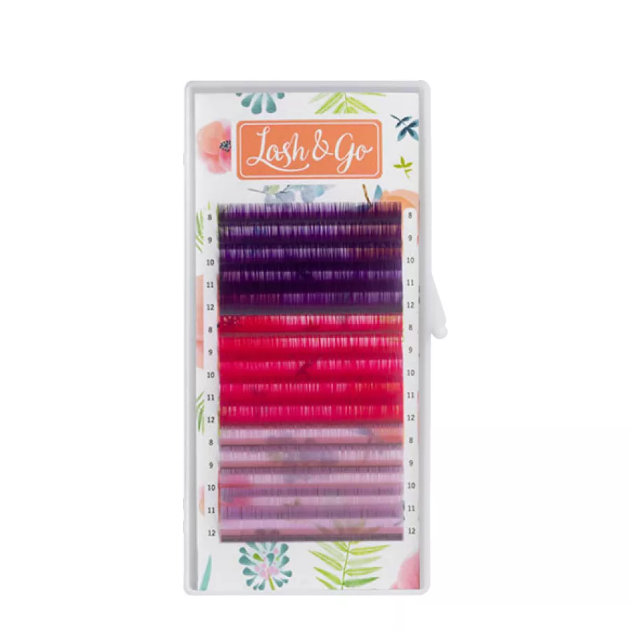 Цветные ресницы Lash&go микс "Raspberry" (15 линий)